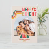 Retro Merry Bright Arch 4 met Kerstmis Feestdagenkaart (Staand voorkant)