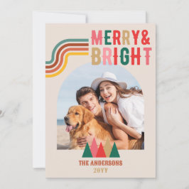 Retro Merry Bright Arch 4 met Kerstmis Feestdagenkaart