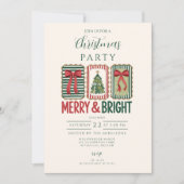 Retro Merry & Bright Christmas Kaart (Voorkant)