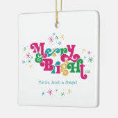 Retro Merry & Bright Foto Keramisch Ornament (Links)