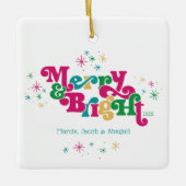 Retro Merry & Bright Foto Keramisch Ornament (Voorkant)