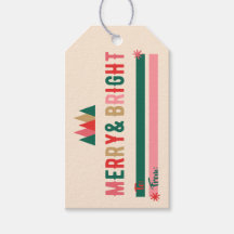 Retro Merry & Bright Gift Label
