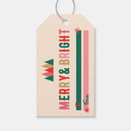 Retro Merry & Bright Gift Label Cadeaulabel