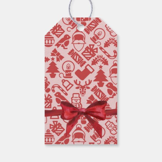 Retro Merry & Bright Gift Label Cadeaulabel (Achterkant)