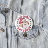 Retro Merry & Bright Santa Ronde Button 7,6 Cm (In situ)