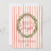 Retro Merry & Bright Stripes Kerstboog Krans Feestdagenkaart (Voorkant)