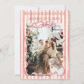 Retro Merry & Bright Stripes Kerstboog Krans Feestdagenkaart (Achterkant)