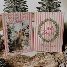 Retro Merry & Bright Stripes Kerstboog Krans