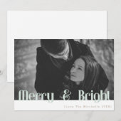 Retro Merry & Bright | Vakantie foto Feestdagenkaart (Voorkant / Achterkant)