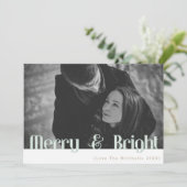 Retro Merry & Bright | Vakantie foto Feestdagenkaart (Staand voorkant)