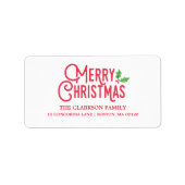 Retro Merry Christmas Adreslabel Etiket (Voorkant)