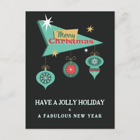 Retro Merry Christmas Billboard Greeting Card Feestdagenkaart (Voorkant)