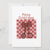 Retro Merry Christmas Bow and Ornaments Design Kaart (Voorkant)