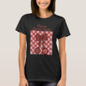 Retro Merry Christmas Bow and Ornaments Design T-shirt (Voorkant)