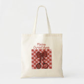 Retro Merry Christmas Bow and Ornaments Design Tote Bag (Voorkant)
