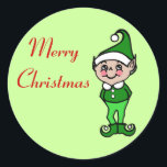 Retro Merry Christmas Elf Stickers<br><div class="desc">Het ontwerp komt uit de oorspronkelijke kunst.</div>