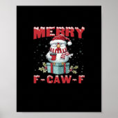 Retro Merry Christmas F-Caw-F Chicken  Poster (Voorkant)