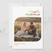 Retro Merry Christmas Family Photo Wish Feestdagenkaart (Voorkant)