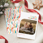 Retro Merry Christmas Family Photo Wish Feestdagenkaart