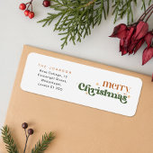 Retro Merry Christmas Holiday Return Address Etiket