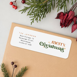 Retro Merry Christmas Holiday Return Address Etiket