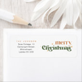 Retro Merry Christmas Holiday Return Address Etiket (Insitu)
