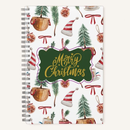 Retro Merry Christmas Journaling Notebooks Notitieboek (Voorkant)