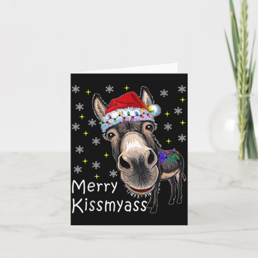 Retro Merry Christmas Light Merry Kissmy Funny  Kaart (Voorkant)