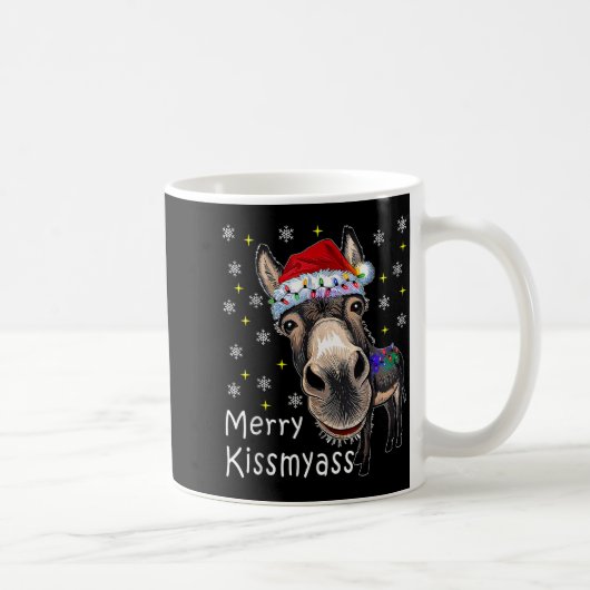 Retro Merry Christmas Light Merry Kissmy Funny  Koffiemok (Rechts)