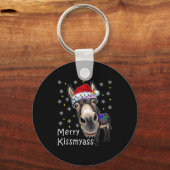 Retro Merry Christmas Light Merry Kissmy Funny  Sleutelhanger (Voorkant)