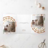 Retro Merry Christmas Photo Trifold Fold Card Drieluik Kaart (Binnen)