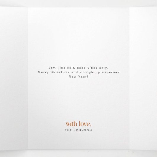 Retro Merry Christmas Photo Trifold Fold Card Drieluik Kaart (Binnenkant midden)