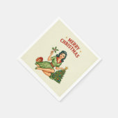 Retro Merry Christmas Pin-Up Paper Napkin  Servet (Hoek)