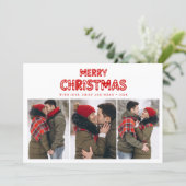Retro Merry Christmas Red  Feestdagenkaart (Staand voorkant)