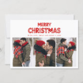 Retro Merry Christmas Red  Feestdagenkaart (Voorkant)