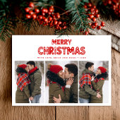 Retro Merry Christmas Red  Feestdagenkaart