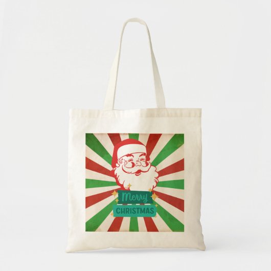 Retro Merry Christmas Santa Aangepaste naam Tote Bag (Voorkant)