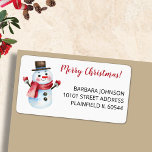 Retro Merry Christmas Sneeuwman Retourneren Naam A Etiket<br><div class="desc">Een klassieke sneeuwpop op witte achtergrond met modern rood schrift en zwarte typografie versiert deze schattige Merry Christmas retour adreslabels. Verander tekst en begroeting om het van u te maken met behulp van de Sjabloon. Als u meer ruimte nodig hebt, gebruikt u kleine letters op een of alle regels. Een...</div>