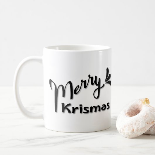 Retro Merry Christmas Style Koffiemok (Met donut)