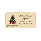 Retro Merry Christmas Tree Retouradres Label (Voorkant)