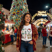 Retro Merry Christmas Typographic Wreath and Gift Tri-Blend Shirt