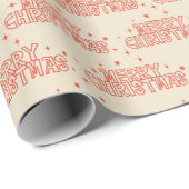 Retro Merry Christmas Typography Cadeaupapier (Rol Hoek)