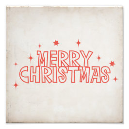 Retro Merry Christmas Typography Foto Afdruk