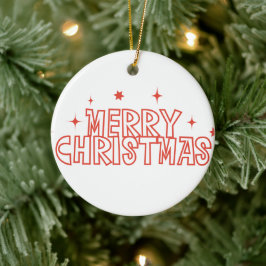 Retro Merry Christmas Typography Keramisch Ornament