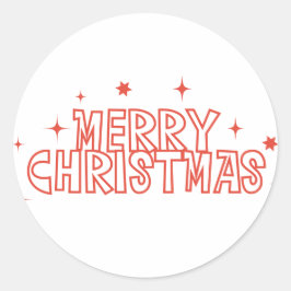Retro Merry Christmas Typography Ronde Sticker
