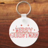 Retro Merry Christmas Typography Sleutelhanger (Achterkant)
