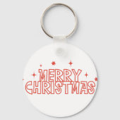 Retro Merry Christmas Typography Sleutelhanger (Achterkant)