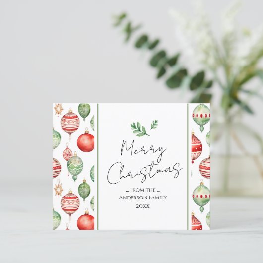 Retro Merry Christmas Waterverf Tree Ornament (Staand voorkant)