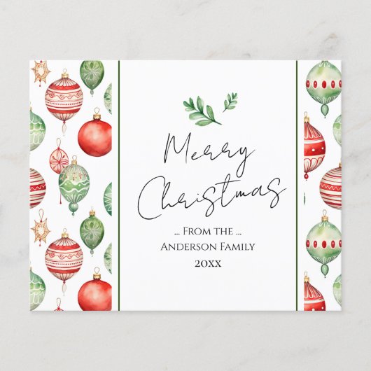 Retro Merry Christmas Waterverf Tree Ornament (Voorkant)