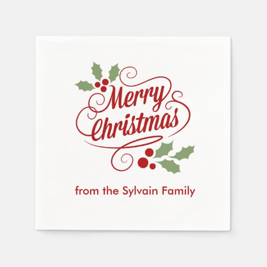 Retro Merry Christmas Word Art Typografie Servetten (Voorkant)